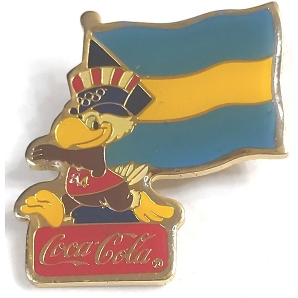 1984 Olympics Bahamas Coca Cola Los Angeles Official International Pin Sam Eagle - Picture 1 of 4